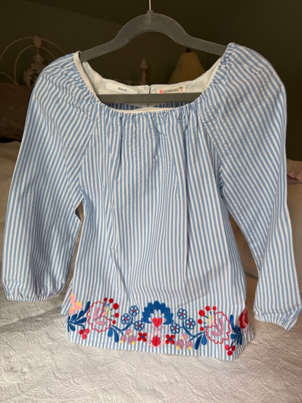 NWOT Crewcuts Blue & White Striped Blouse Girls 8